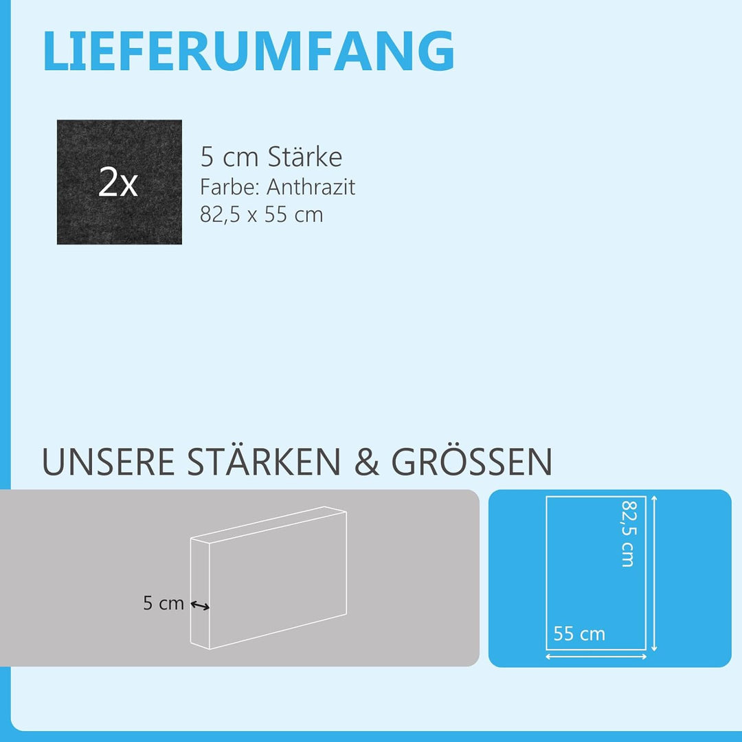 platino24 Schallabsorber COLORE aus Basotec G+ I Akustikpaneele mit Akustikfilz I 2 Wand-Paneele in