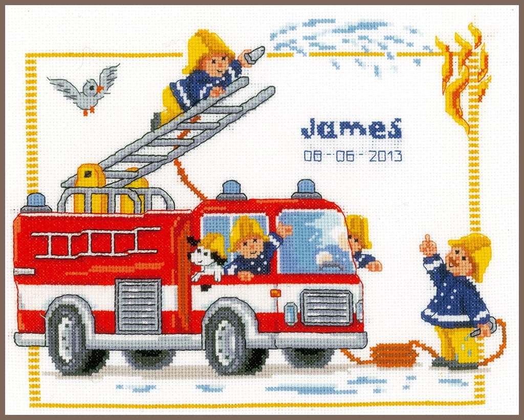 Vervaco Zählmuster Bei der Feuerwehr Zählmusterpackung-Stickpackung im gezählten Kreuzstich, Baumwol