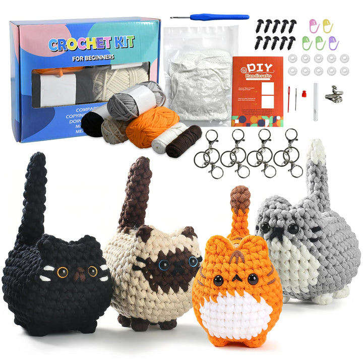 Heckel Set, Häkelnadel-Set für Anfänger mit 4 Schlüsselringen, Häkeln Für Anfänger Häkelset Tiere, A
