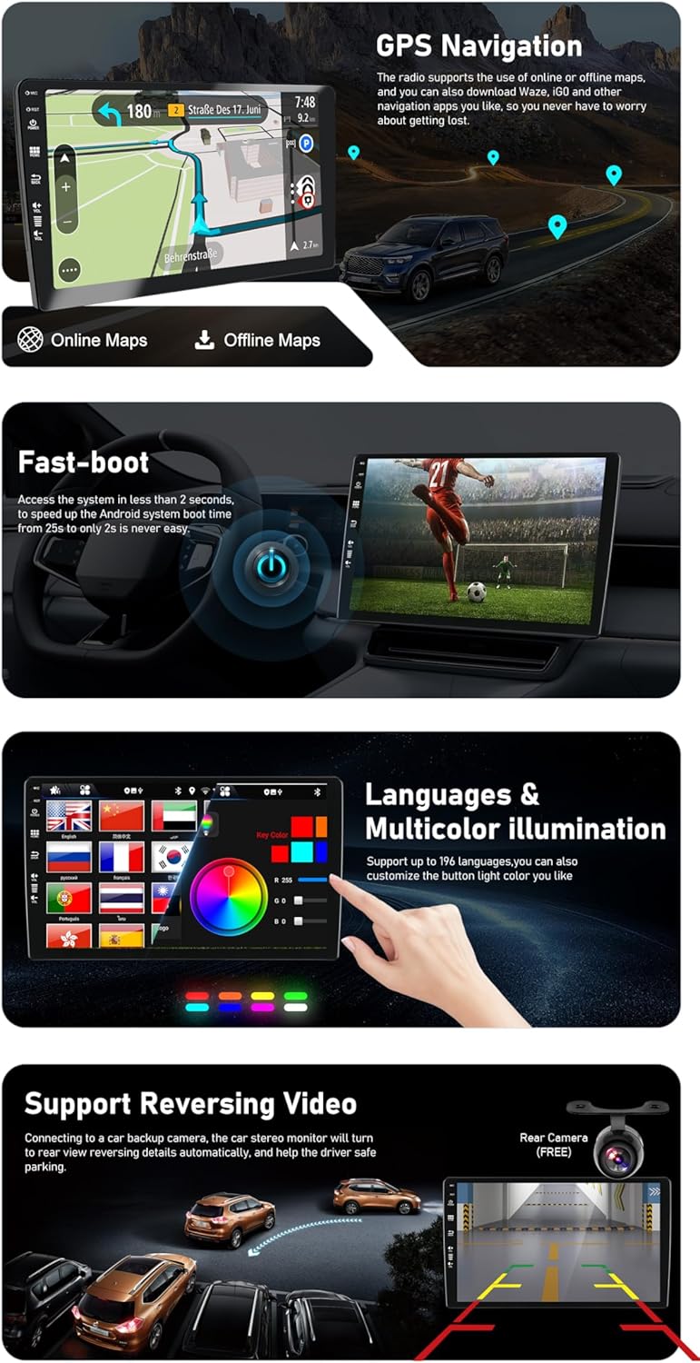 JOYX Android 10.0 Doppel Din Autoradio Passt für Audi TT 2006-2011 GPS Navigation | Rückfahrkamera C