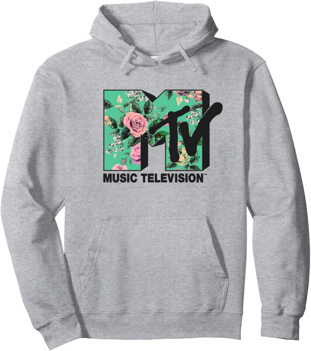 MTV Logo Light Floral Style Pullover Hoodie