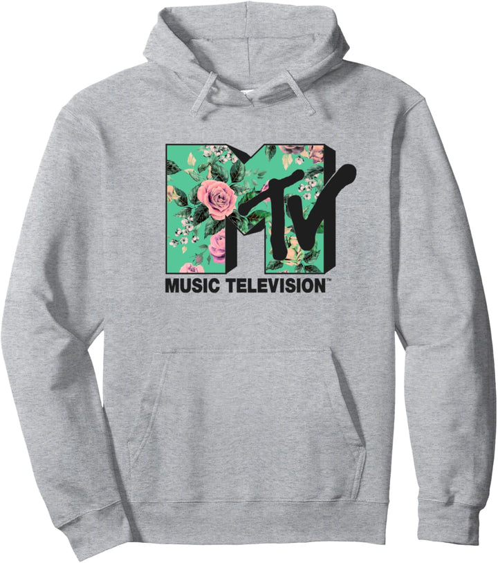 MTV Logo Light Floral Style Pullover Hoodie