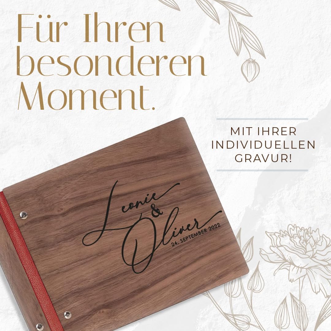 Hochzeitideal – Personalisierbares Gästebuch Hochzeit Tommi E13 mit 40 Seiten I Hochzeit Gästebuch a