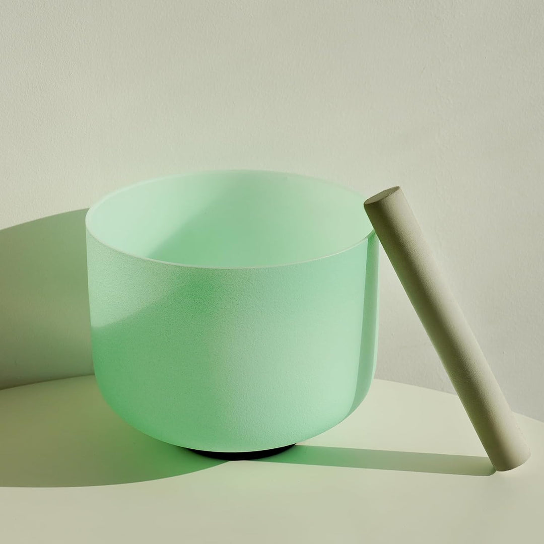 Hye-eun 432hz Kristall Klangschalen Set, 7-12 Zoll Minzgrün Farbe Quarz Crystal Singing Bowl Meditat