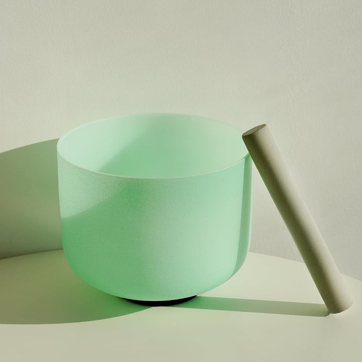 Hye-eun 432hz Kristall Klangschalen Set, 7-12 Zoll Minzgrün Farbe Quarz Crystal Singing Bowl Meditat