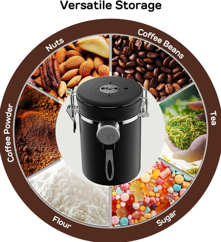 Coffee Gator Kaffeedose Edelstahl, Luftdicht Vorratsdose mit Deckel, Datum Tracker, CO2-Freigabevent