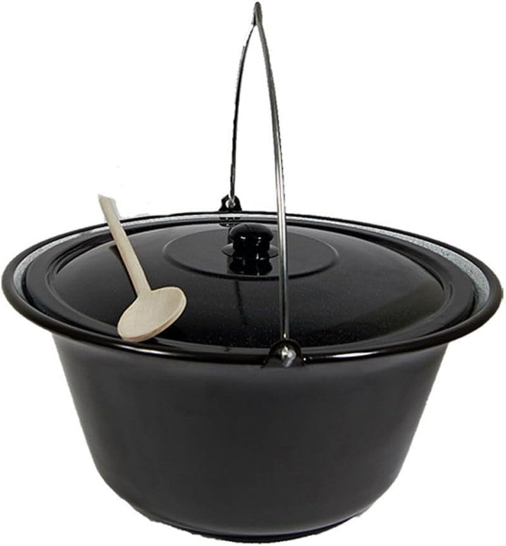 troph-e-shop Set Ungarischer Gulaschkessel 4 Liter Suppentopf Emaille + Deckel + Kochlöffel