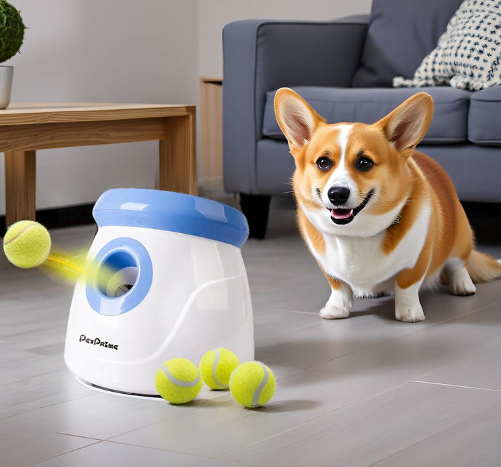 Pet Prime Automatischer Ballwerfer, Hunde Ball Interaktive Ballwurfmaschine, 3 Tennisbälle Inkl, Int