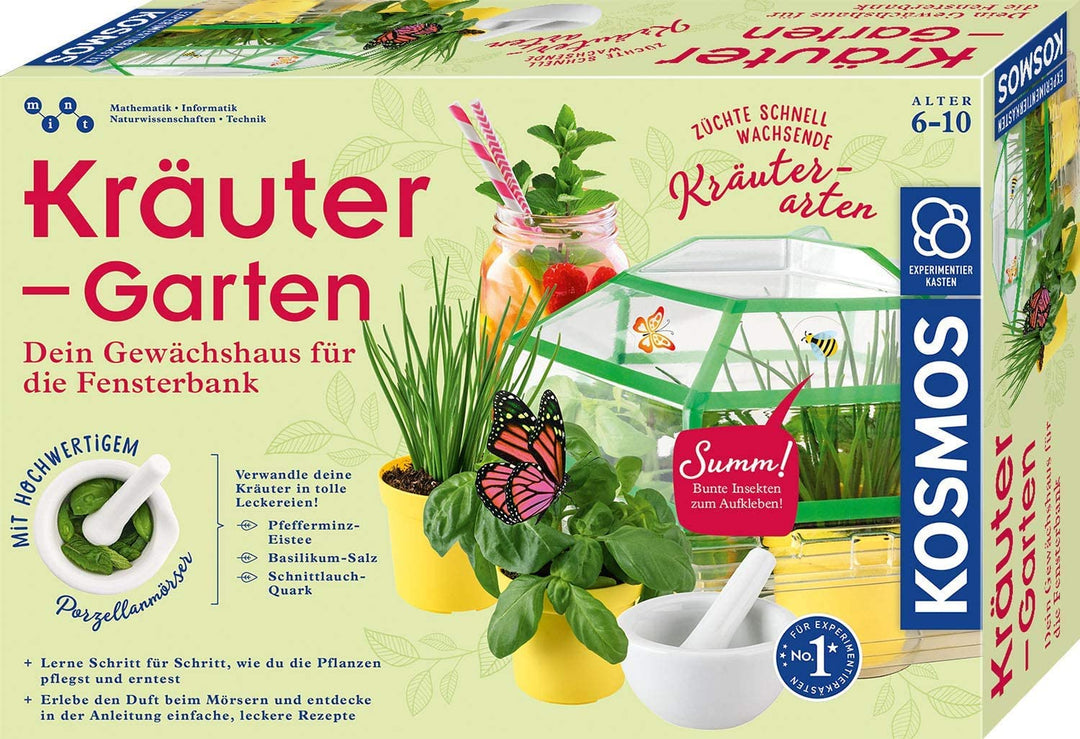 KOSMOS 632090 - Kräuter-Garten, Züchte duftende Kräuter auf der Fensterbank, Mit Gewächshaus und Mör