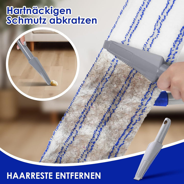 Masthome Flach Bodenwischer Set,128 cm Chenille Flach Wischmopp mit 4 Wischpads,Wischer Set für Schn