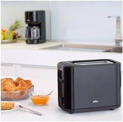 Braun HT 3010 BK Toaster | Doppelschlitz | Herausnehmbare Krümelschublade | Aufwärm- und Auftaufunkt