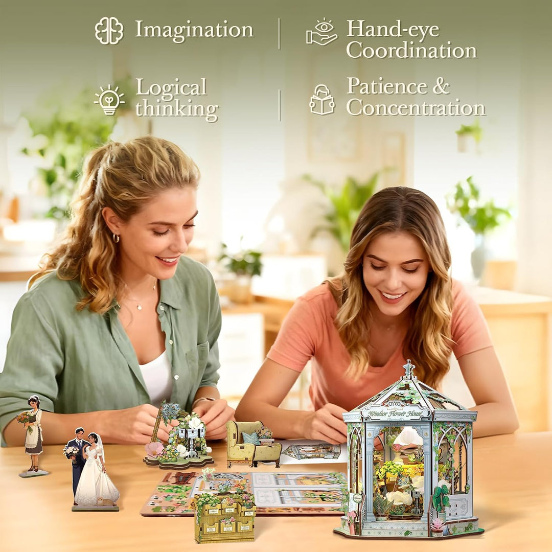 Cutefun DIY Miniaturhaus - Holz Puppenhaus für Erwachsene - Miniatur Puppenhaus Kit Bücherregal - Hä