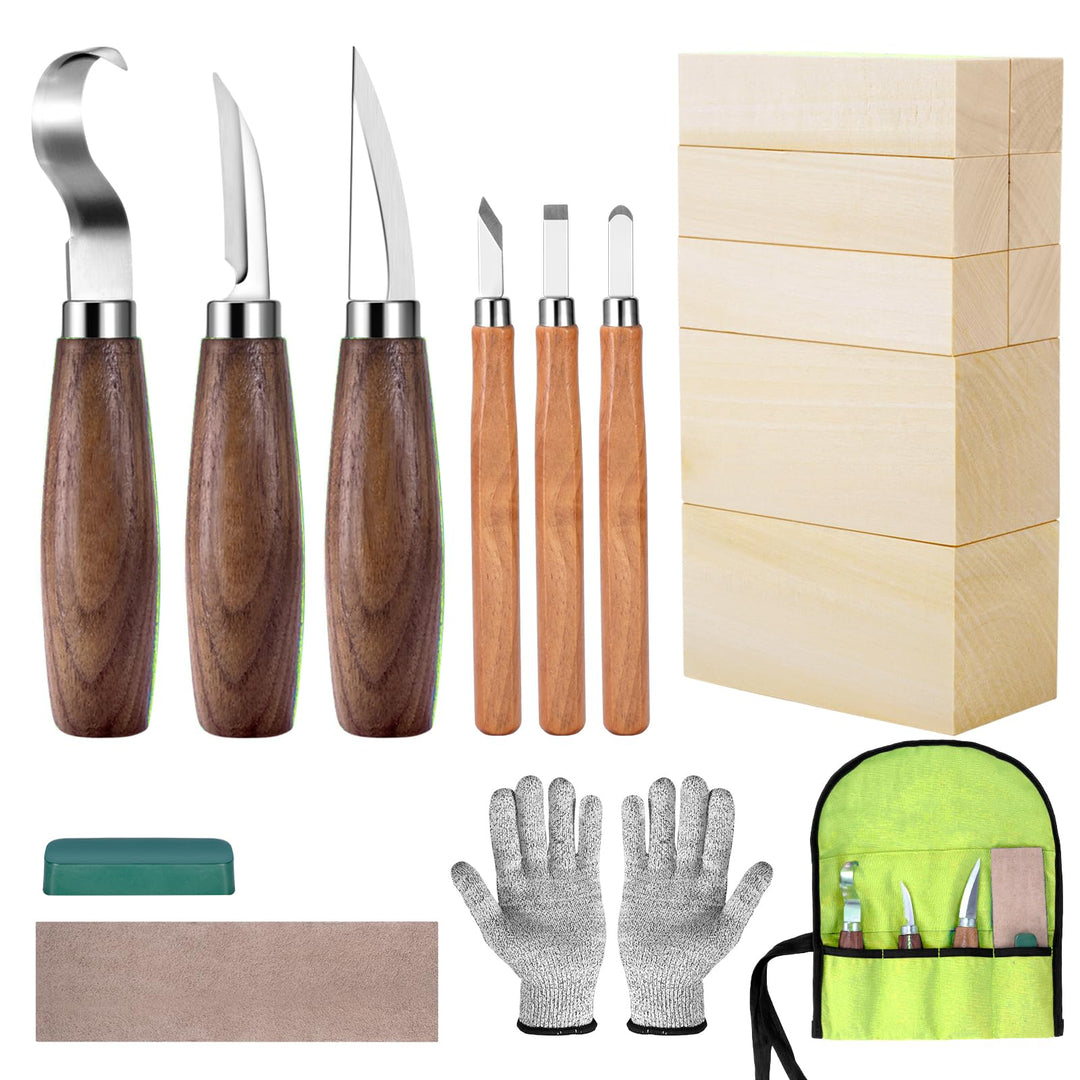 Holz Schnitzwerkzeug Set für Kinder und Anfänger, Holz Schnitzen Set mit 8PCS Lindenholz, Holzschnit