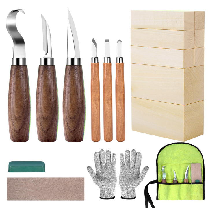 Holz Schnitzwerkzeug Set für Kinder und Anfänger, Holz Schnitzen Set mit 8PCS Lindenholz, Holzschnit