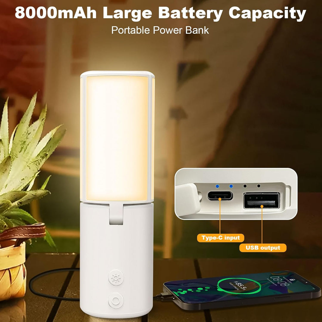 Wholede LED Campinglampe, 8000mAh Multifunktional Camping Laternen Dimmbar mit USB/Solar wiederaufla