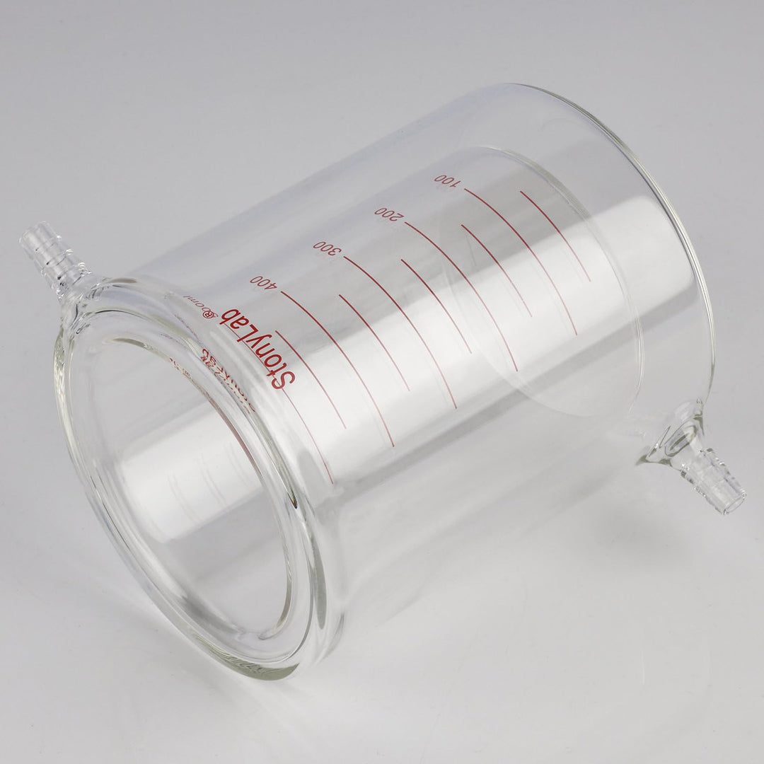 stonylab Glas Ummantelt Becher, 1 Packung Messbecher aus Borosilikatglas mit Flachem Boden und Doppe