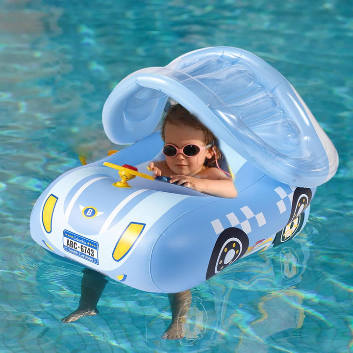 Babyschwimmer mit Baldachin, aufblasbare Autoform mit Sitz und Lenkrad, 1–6 Jahre