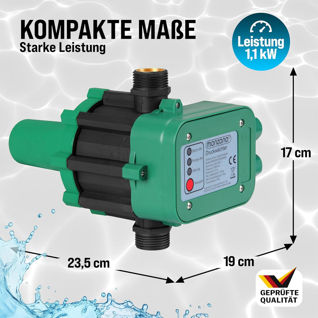 MONZANA® Druckwächter Druckschalter mit Kabel 10 Bar Gartenbewässerung Pumpensteuerung Hauswasserwer