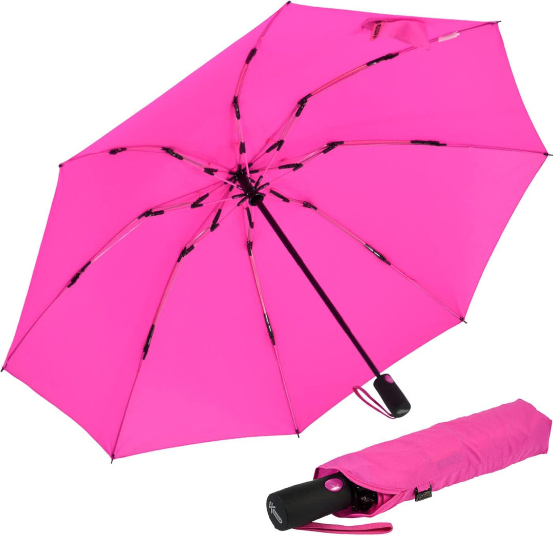iX-brella Reverse umgekehrt öffnender Fiberglas-Taschenschirm mit farbigen Speichen - neon-pink, Neo