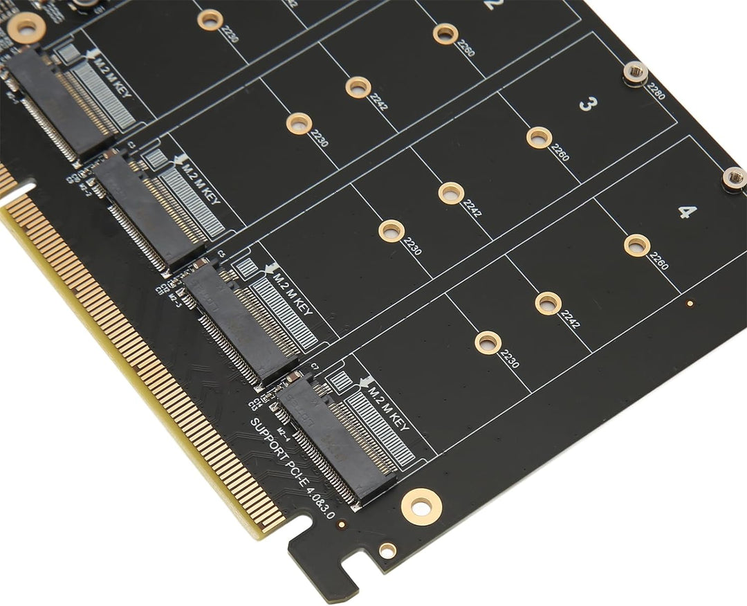 Topiky Quad M.2 NVMe auf PCIe 3.0/4.0 X16 Adapter, 4 Laufwerke NVMe M.2 SSD auf PCIe X16 Adapterkart