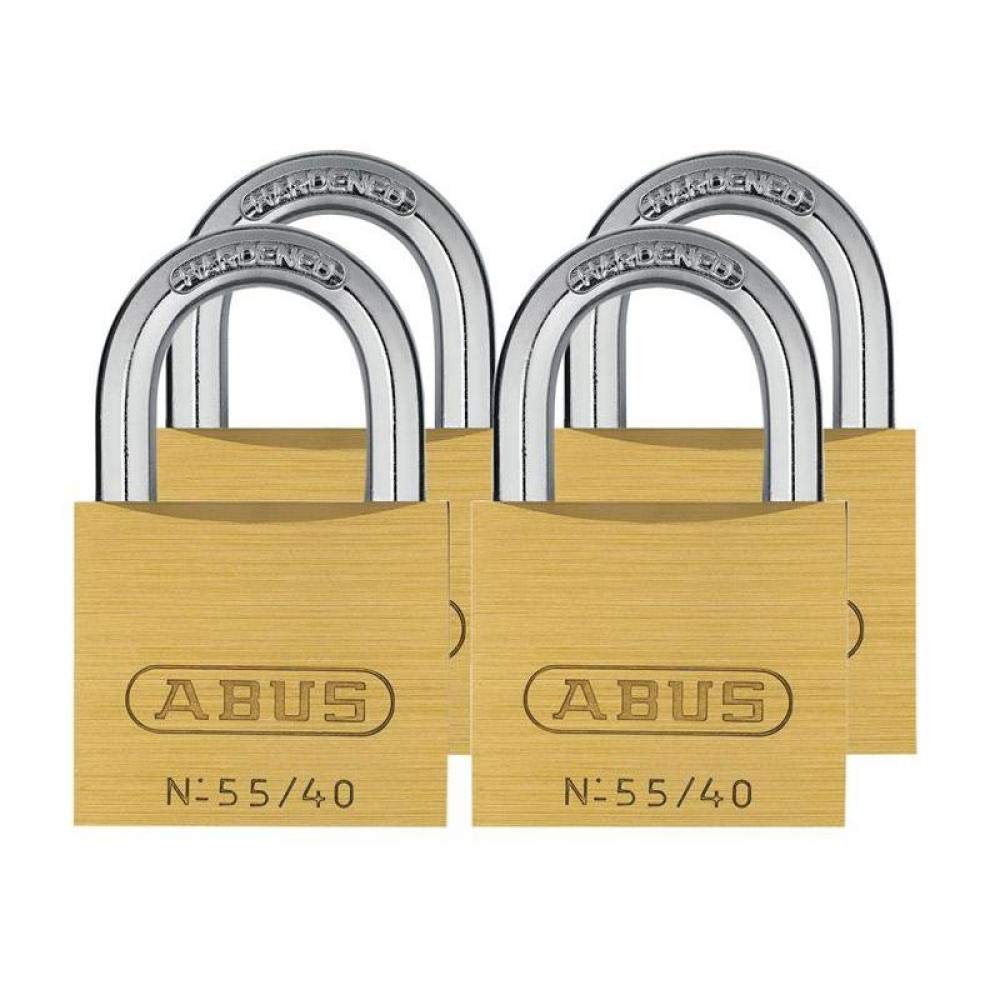 ABUS Messing Vorhängeschloss 55/40 Quads Set 4 Stück, 33694 4er Set 40mm Verschiedenschliessend, 4er