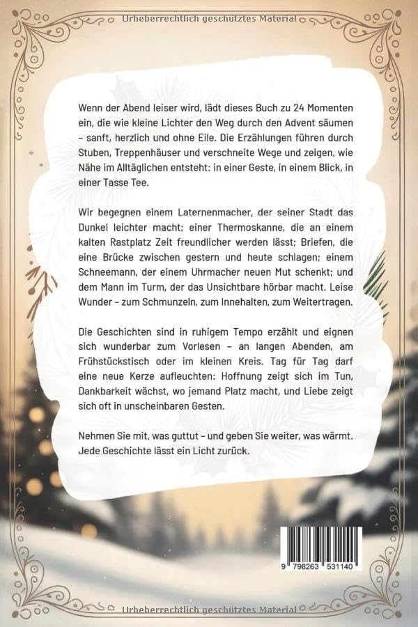 24 besinnliche Weihnachtsgeschichten für Senioren: Herzerwärmende Erzählungen zum Lesen und Vorlesen