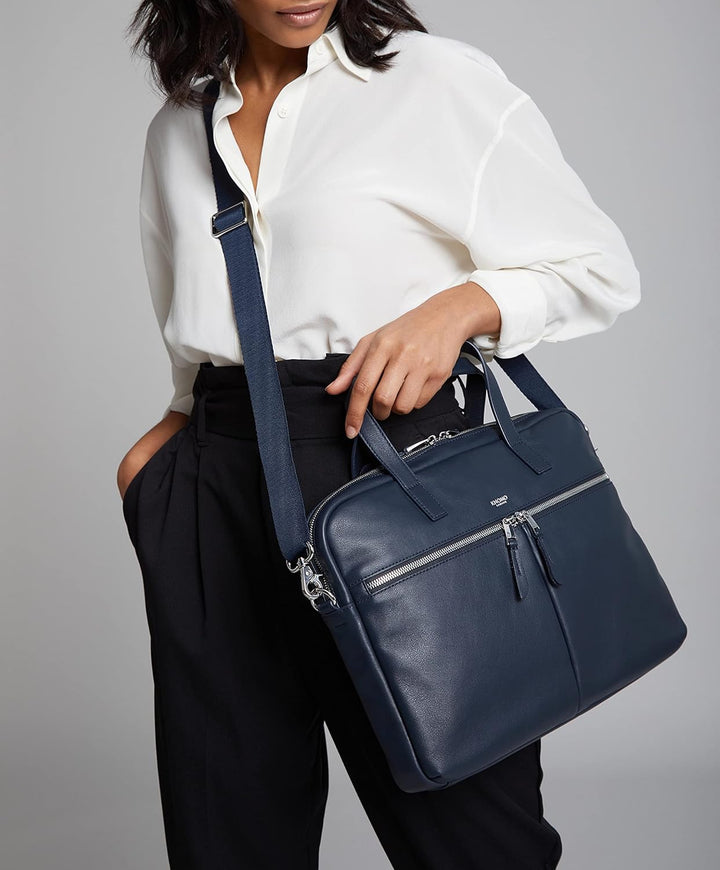 KNOMO Hanover Damen 14 Zoll Laptop Aktentasche, Computer Tasche, Brieftasche, Schwarz Dunkelblau, Le