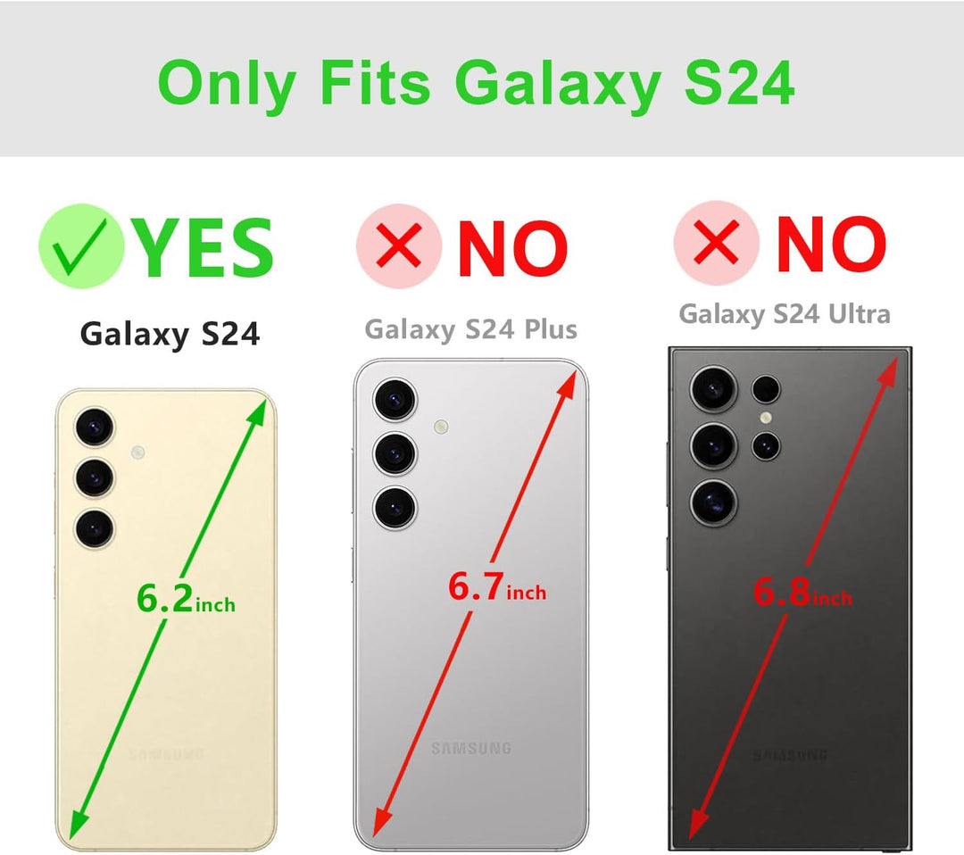LENSUN Lederhülle für Samsung Galaxy S24, Echtleder Hülle [Standfunktion][RFID Blocker][Premium Echt