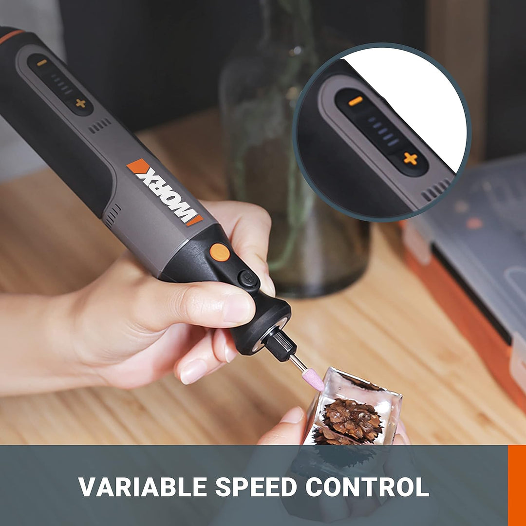 WORX Akku Multifunktionswerkzeug 8V WX106 mit 23 Zubehören Variable Drehzahleinstellung 5000-28000 U