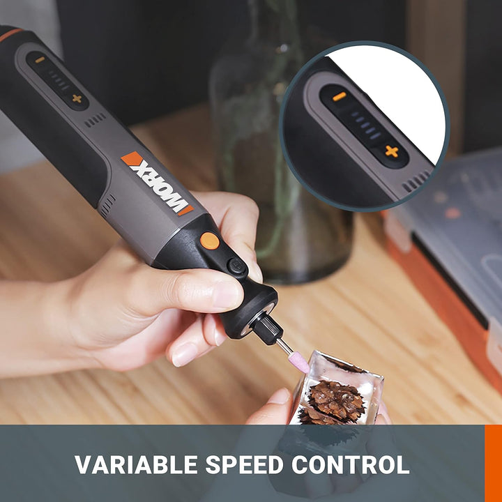 WORX Akku Multifunktionswerkzeug 8V WX106 mit 23 Zubehören Variable Drehzahleinstellung 5000-28000 U