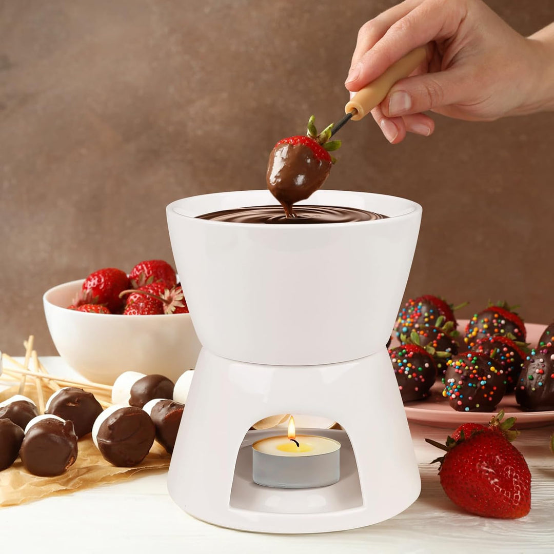 Schoko Fondueset Keramik Schokofondue Tasse mit Teelichthalter, Schokoladenfondue Tasse für Schokola