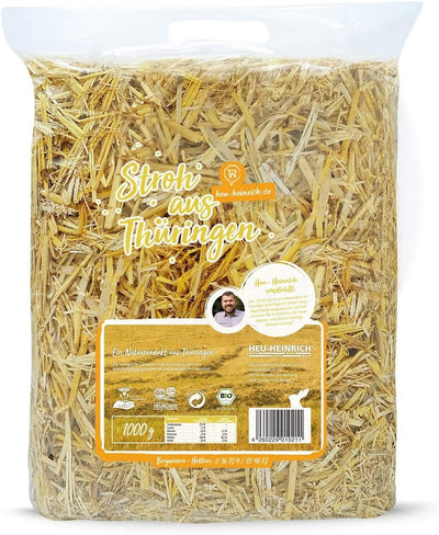 Heu-Heinrich® 6 x 1kg Bio Stroh als Streu, weiches Einstreu für Ihr Heimtier, 100% Bio Stroh Einstre