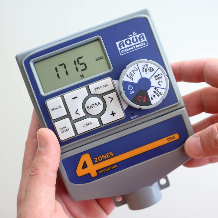Aqua Control - Automatischer Gartenbewässerungsprogrammierer mit Transformator und LC-Display, Geeig