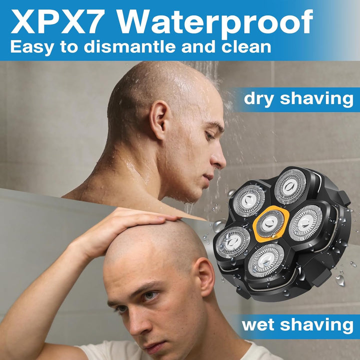 1 Stück Ersatzrasierkopf für Glatzen Rasierer Herren, Magnetische 6 Blade Head Shaver Ersatzköpfe, 6