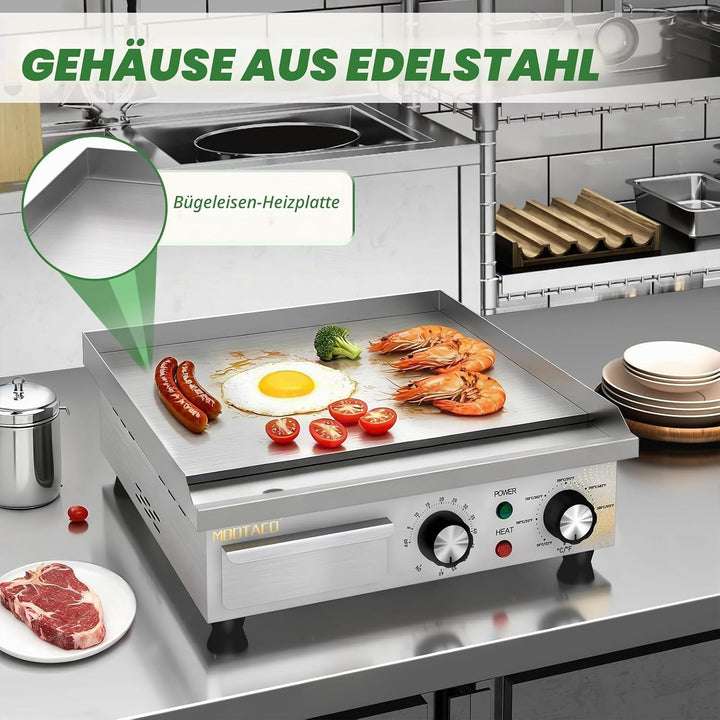 Elektrische Grillplatte, Profi Gastro Elektrogrill Elektrische Grillplatte mit 36 x 30 cm Grillfläch