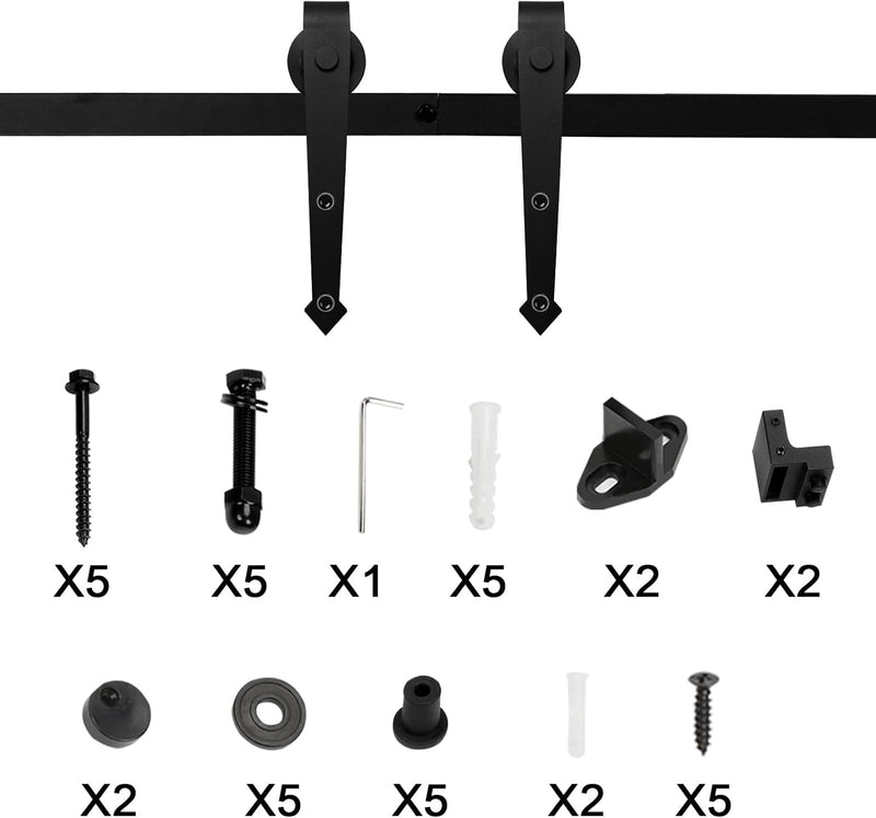 Ikodm 200cm (6.6FT) Schiebetürbeschlag Schiebetürsystem Schiebetür Hängeschiene Komplettset für Einz