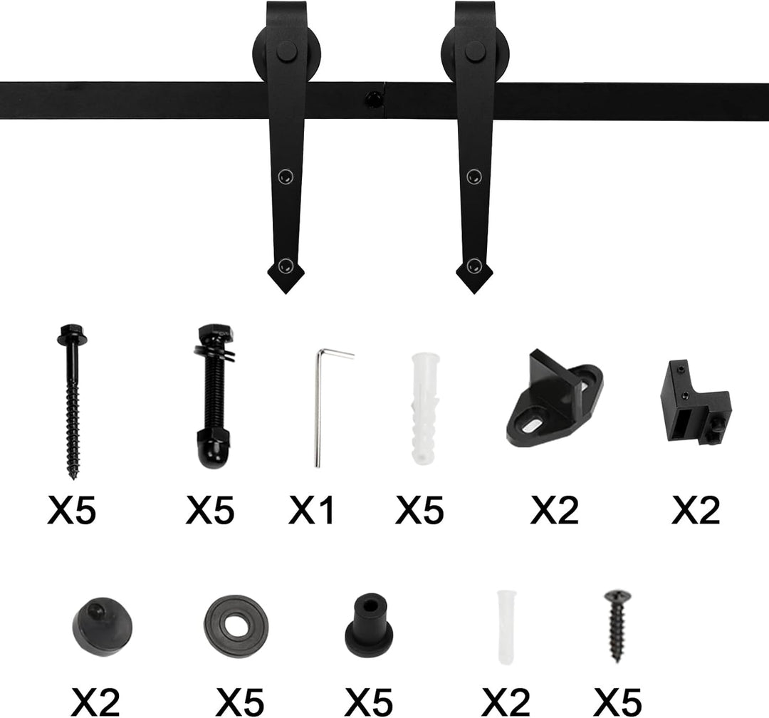 Ikodm 183cm (6FT) Schiebetürbeschlag Schiebetürsystem Schiebetür Hängeschiene Komplettset für Einzel
