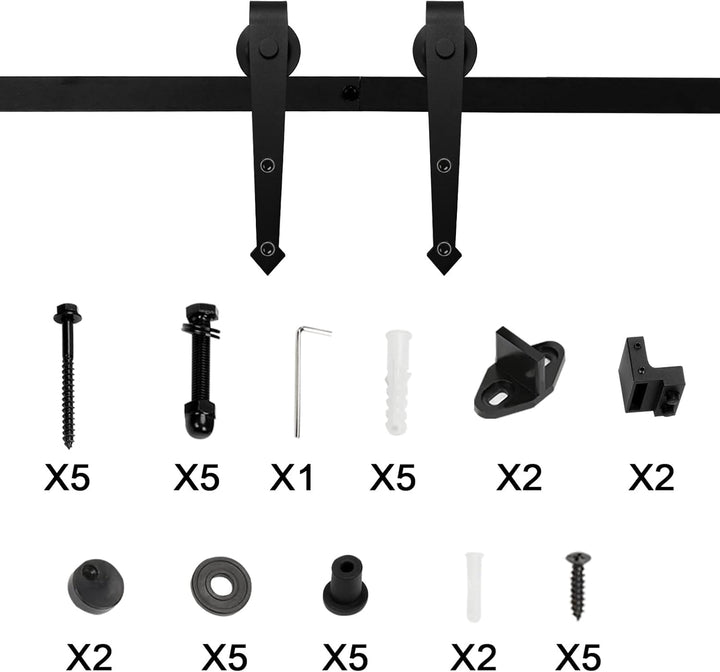 Ikodm 183cm (6FT) Schiebetürbeschlag Schiebetürsystem Schiebetür Hängeschiene Komplettset für Einzel