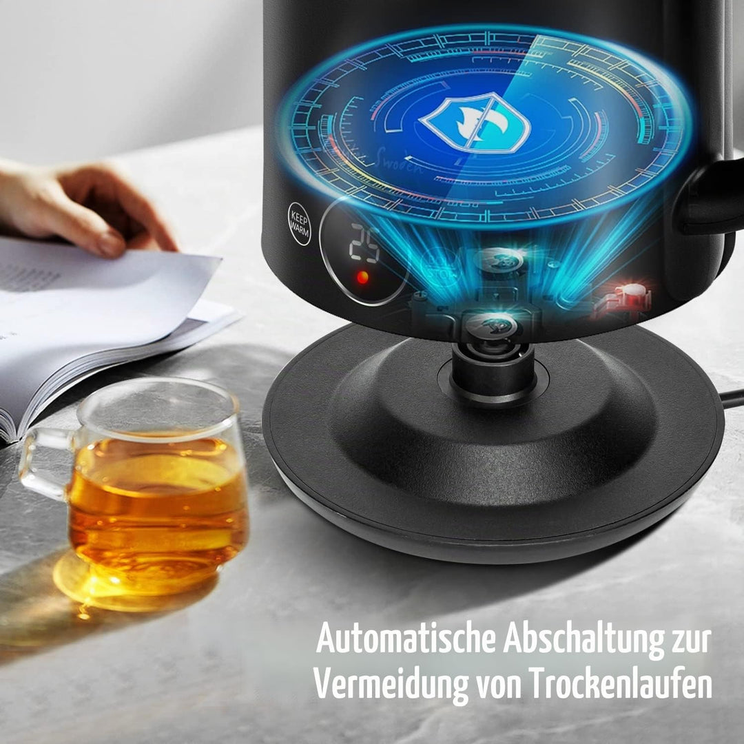 Taylor Swoden Wasserkocher mit Temperatureinstellung, 45°C-100°C, Retro Wasserkocher Edelstahl 1.7 L