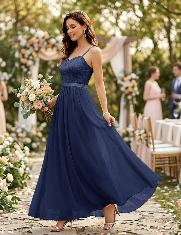 DRESSTELLS Damen Abendkleider Elegant für Hochzeit Brautjungfernkleider Lang Chiffon Brautjungfernkl
