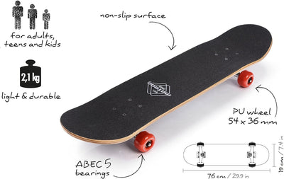 meteor Holz Skateboard Kinder - Mini Cruiser Kickboard - Skateboard mädchen Rollen Board - hohe Qual