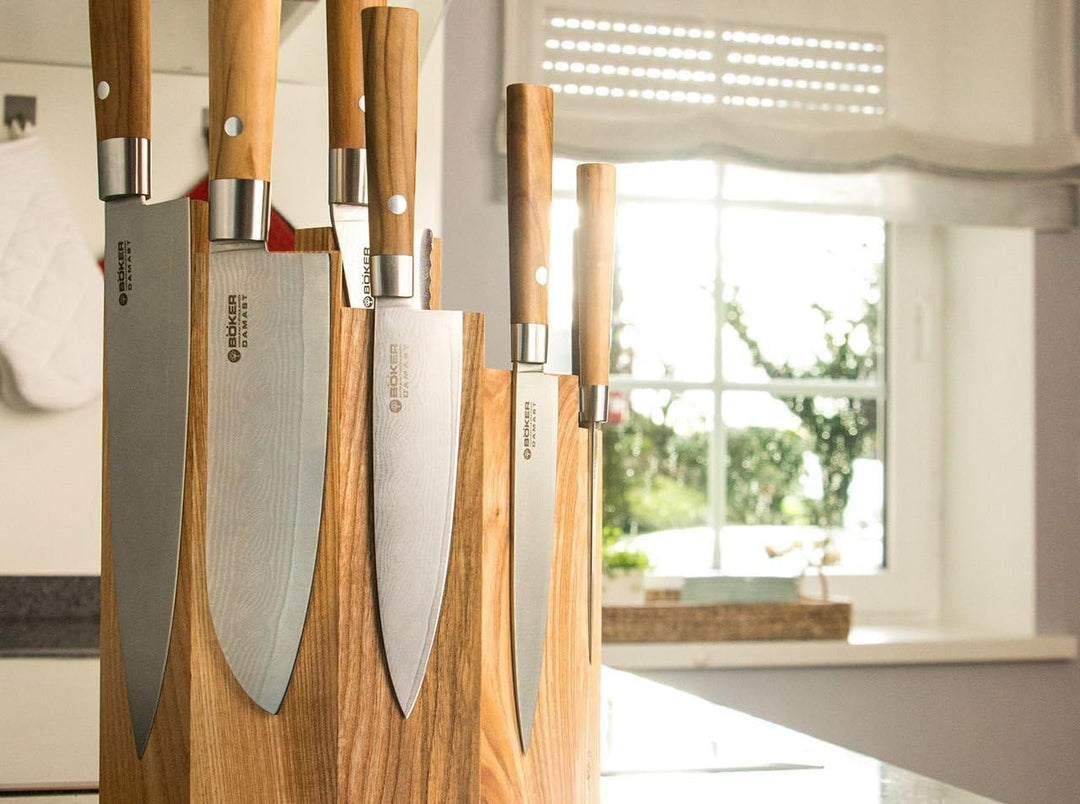 Böker Damast Olive Set Kochmesser, Damast Olive Set Kochmesser
