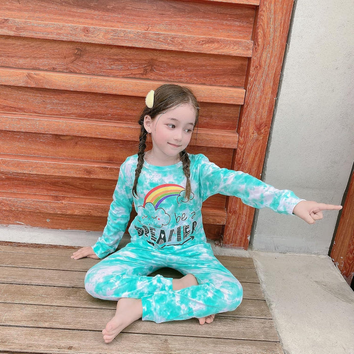 LOLPIP Mädchen Pyjamas 100% Baumwolle Schlafanzug für Kinder Schlafkleidung Langarm 4 Stück Set 1-12