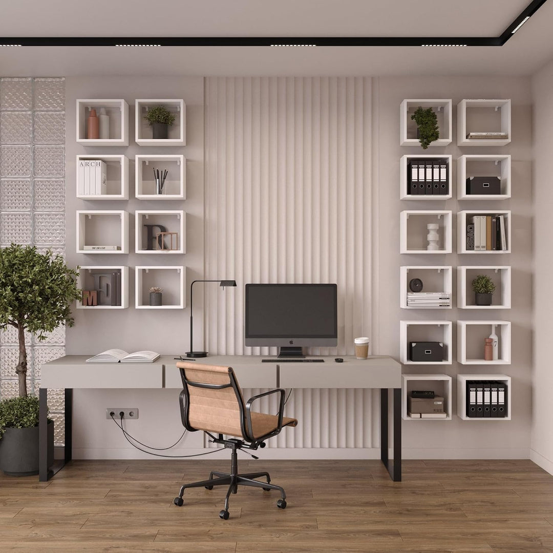 KUBUTKU Wandregal 4er Set 30x33x18 Quadratisch Hängeregal Mordern Design Wandboard für Wohnzimmer Sc