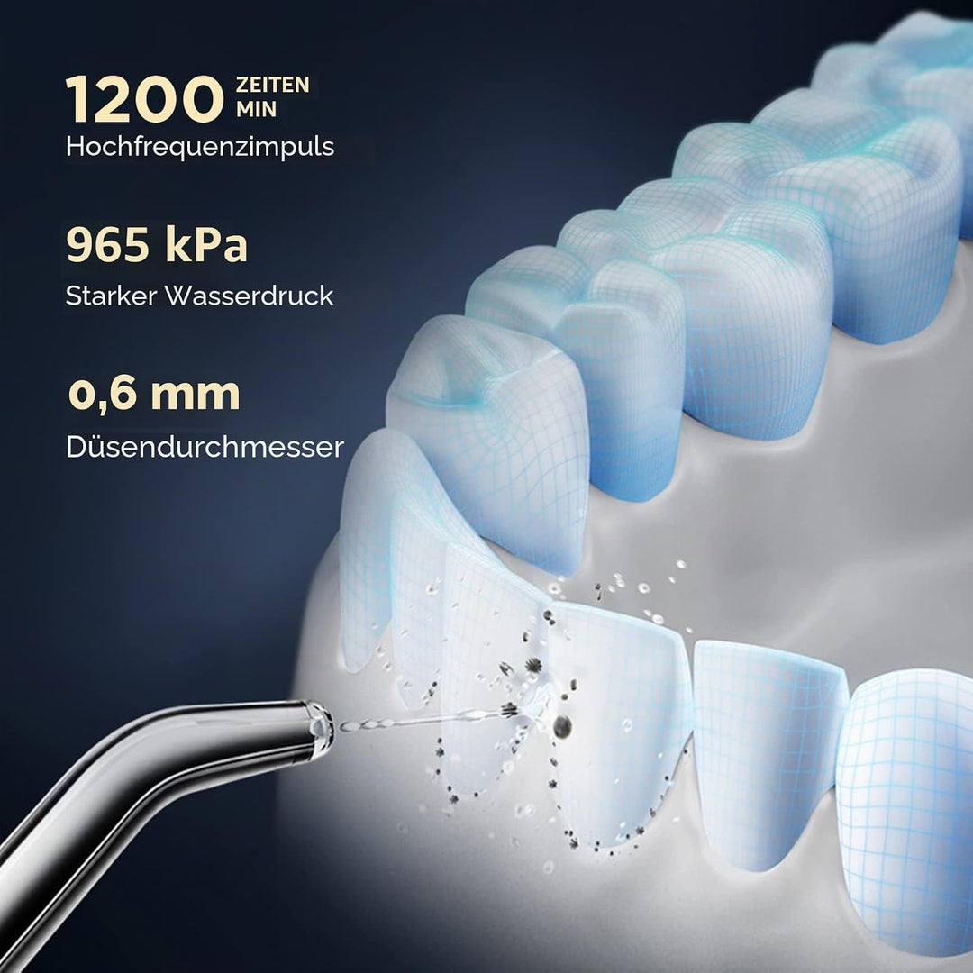 Munddusche (Mini Tragbar) Kabellos Elektrische Zahnreinigung,Versenkbarer Wassertank/3 Modi Water Fl