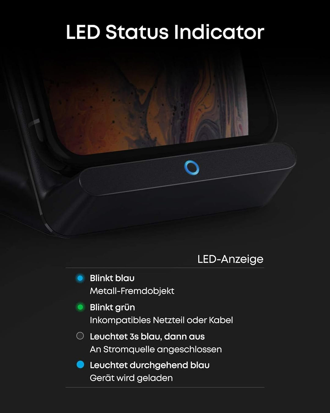 Anker 313 Induktive Ladestation, Qi-zertifiziert, Geeignet für iPhone 16 / 15 / 15 Pro / 15 Pro Max,