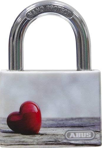 ABUS Vorhängeschloss T65AL/40 myLove - mit Herz-Motiv - individuell beschreibbar - Spindschloss - ma