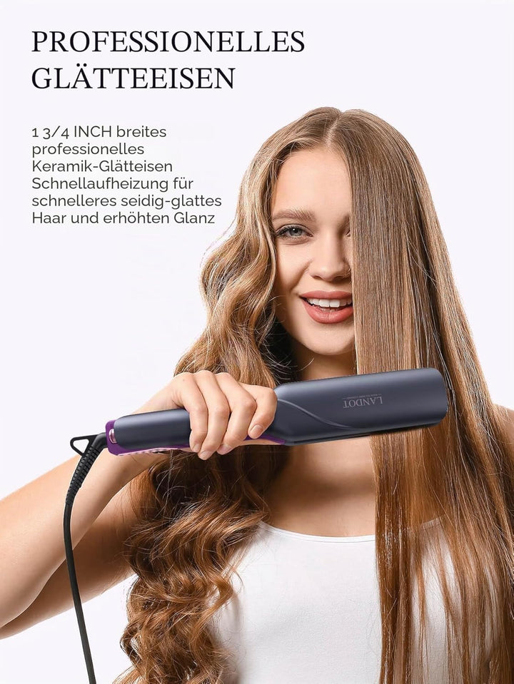 LANDOT Glätteisen Breit Haarglätter Keramik Glatteiseisen: Professioneller Haarglätter für Langes Di