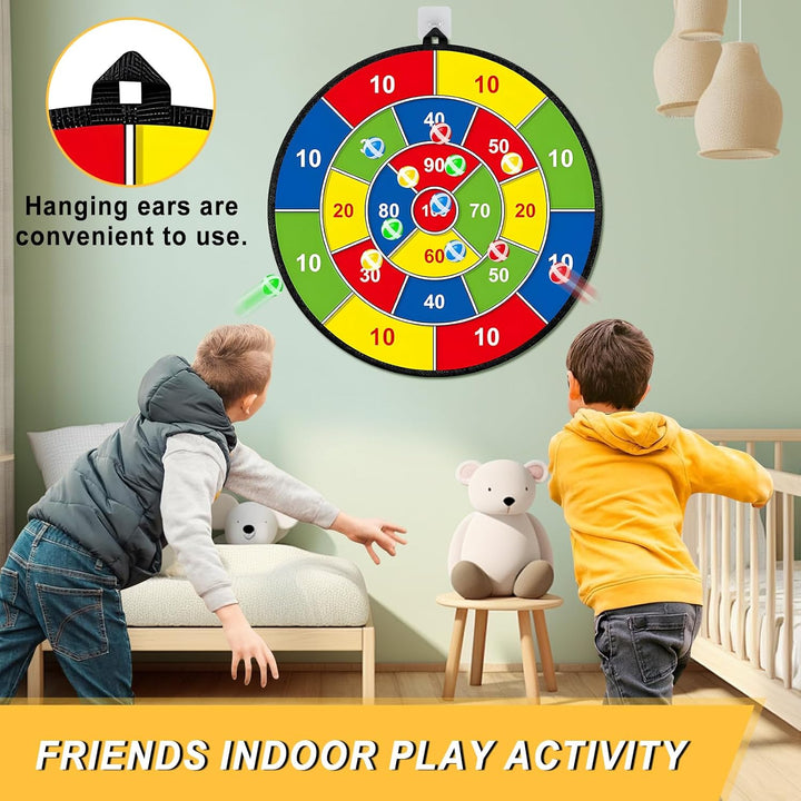 29" Dartscheibe Kinder,Doppelseitige Wurfspiel Kinder Spielzeug,Dartspiel Mit 12 Klettball & 6 Klett