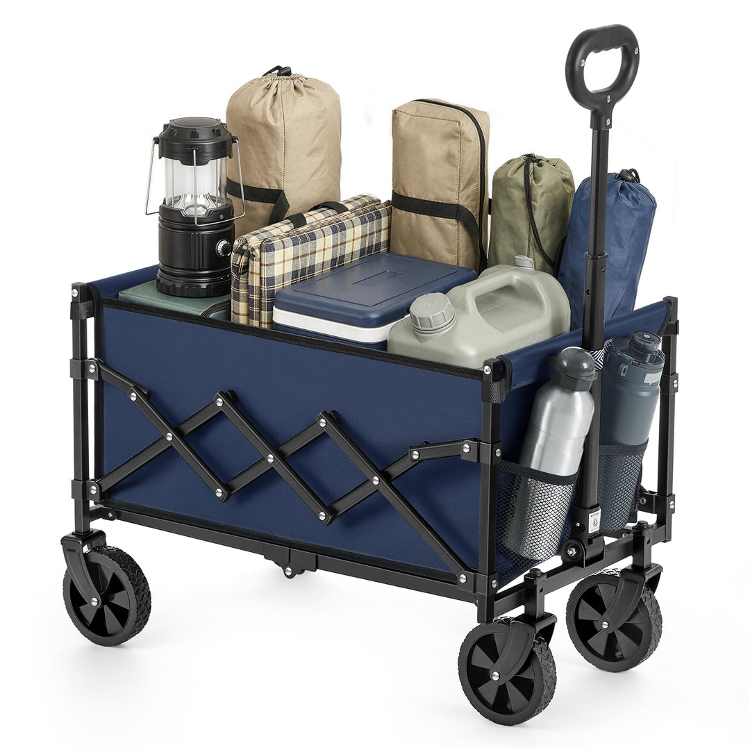 SONGMICS Kleiner Handwagen faltbar, Gartenwagen, kompakt, mit Griff, mit 4 verstärkten Rollen, Davon